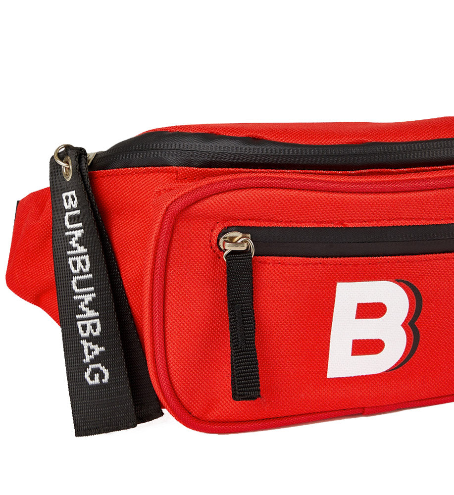 BumBumBag - Sac banane logo double zips rouge