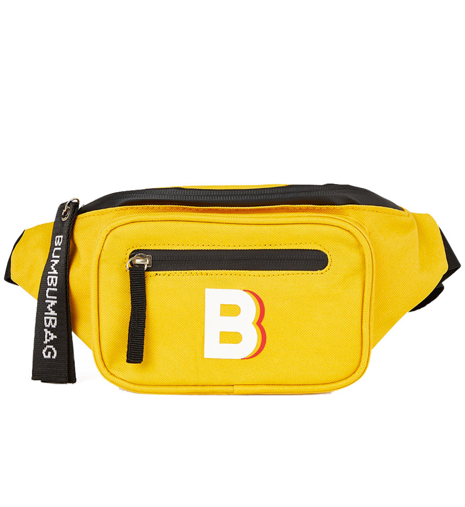 BumBumBag - Sac banane logo double zips jaune