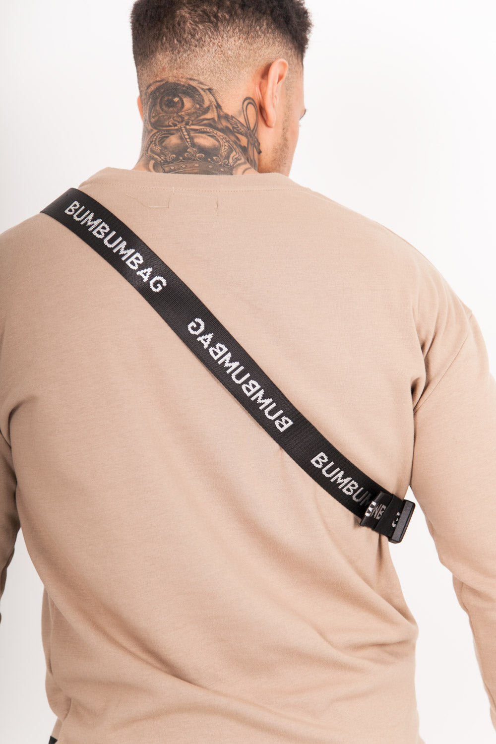 BumBumBag - Sac banane texte double zips blanc