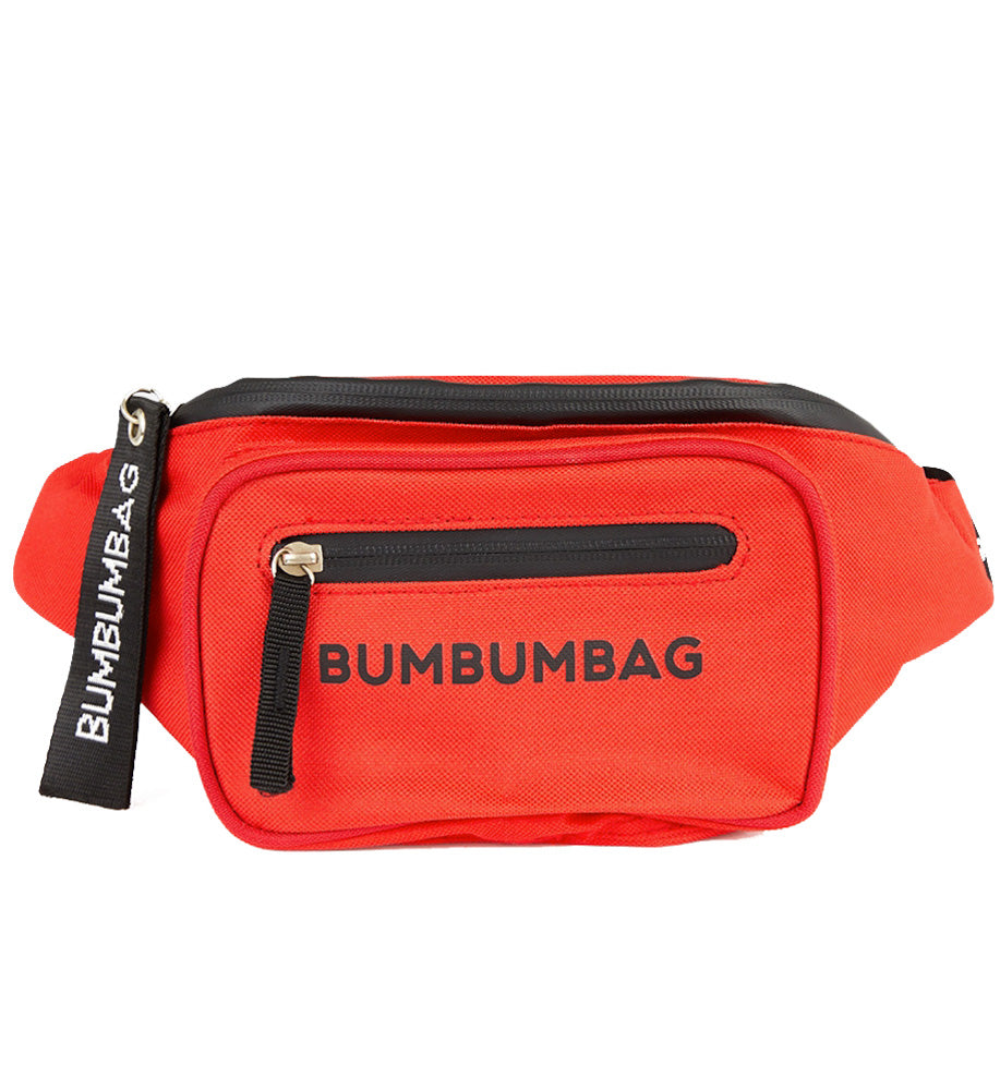 BumBumBag - Sac banane texte double zips rouge