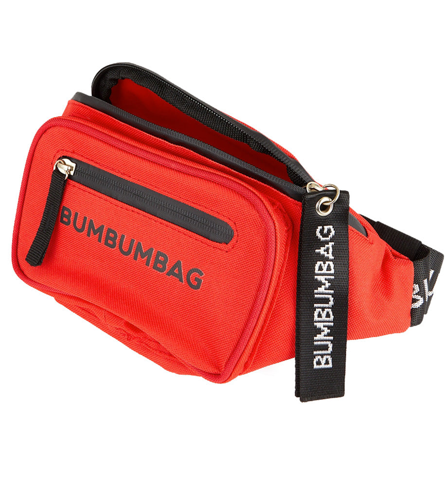 BumBumBag - Sac banane texte double zips rouge