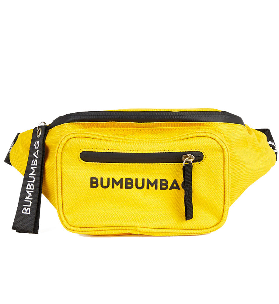 BumBumBag - Sac banane texte double zips jaune