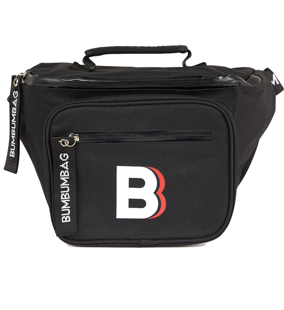 BumBumBag - Sac banane logo double zips XXL noir