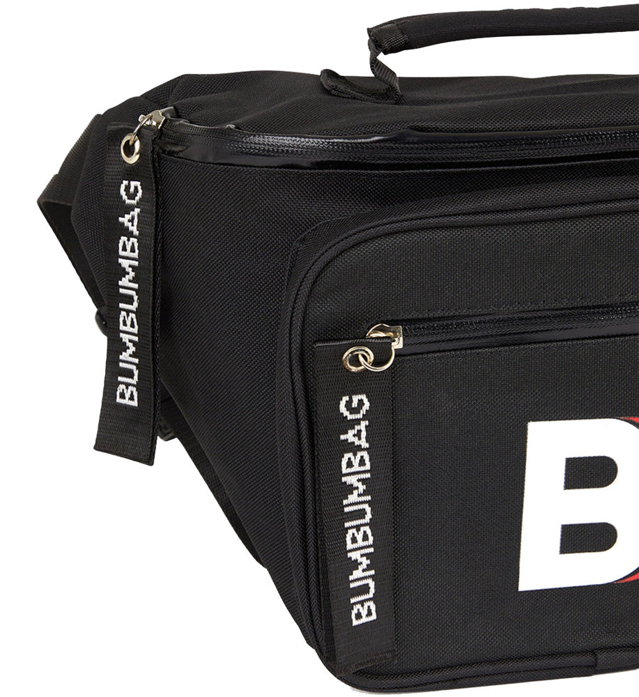 BumBumBag - Sac banane logo double zips XXL noir