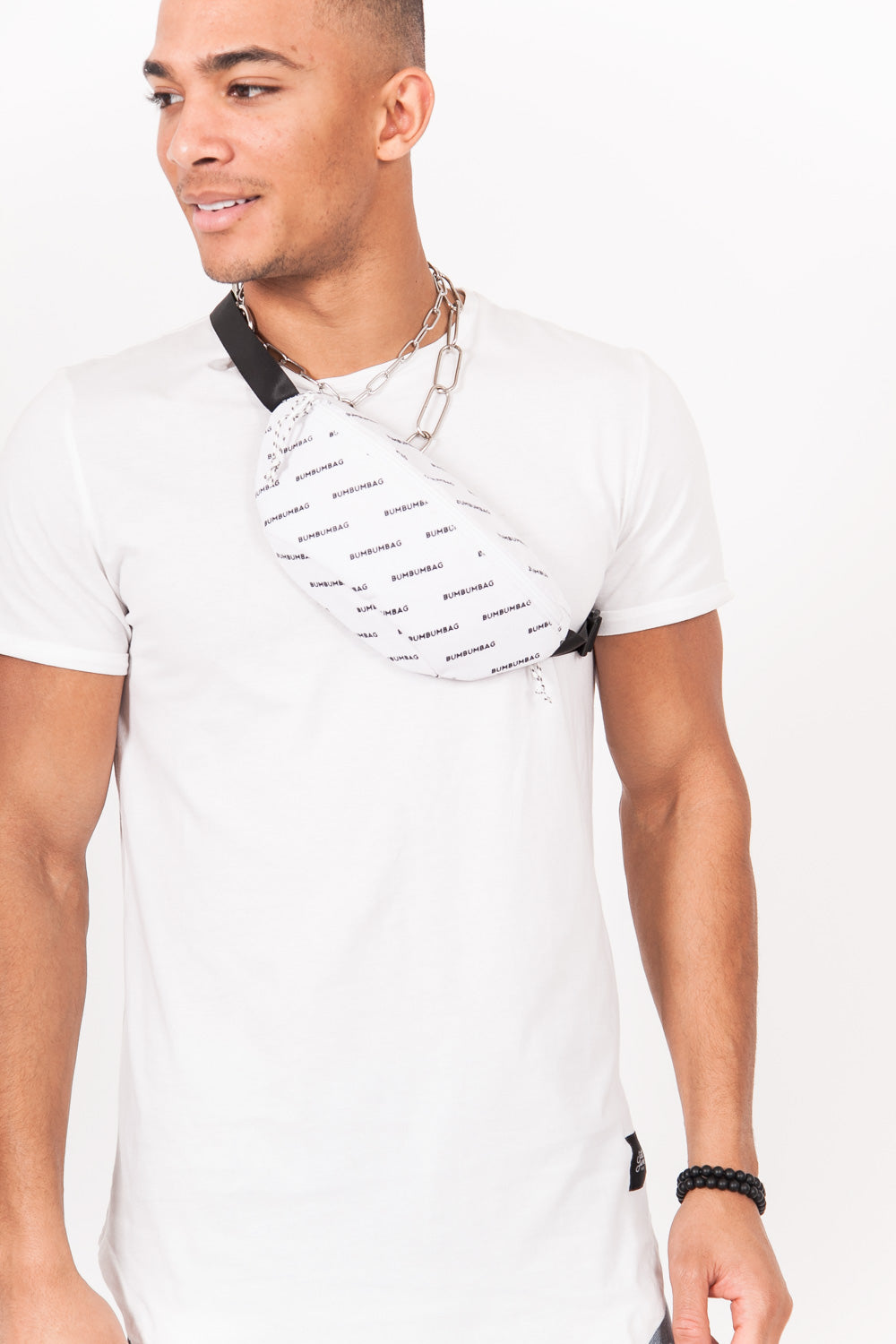 BumBumBag - Sac banane logomania blanc