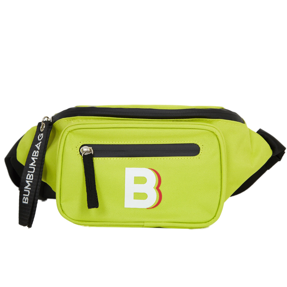 BumBumBag - Sac banane logo double zips vert fluo