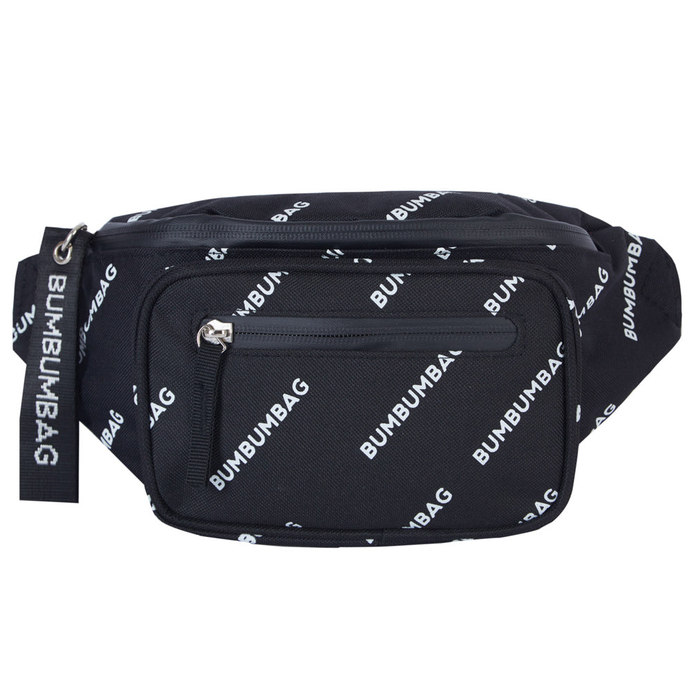 BumBumBag - Sac banane logomania double zips noir
