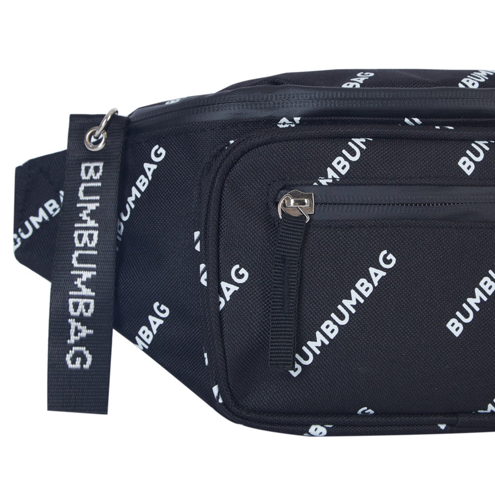 BumBumBag - Sac banane logomania double zips noir