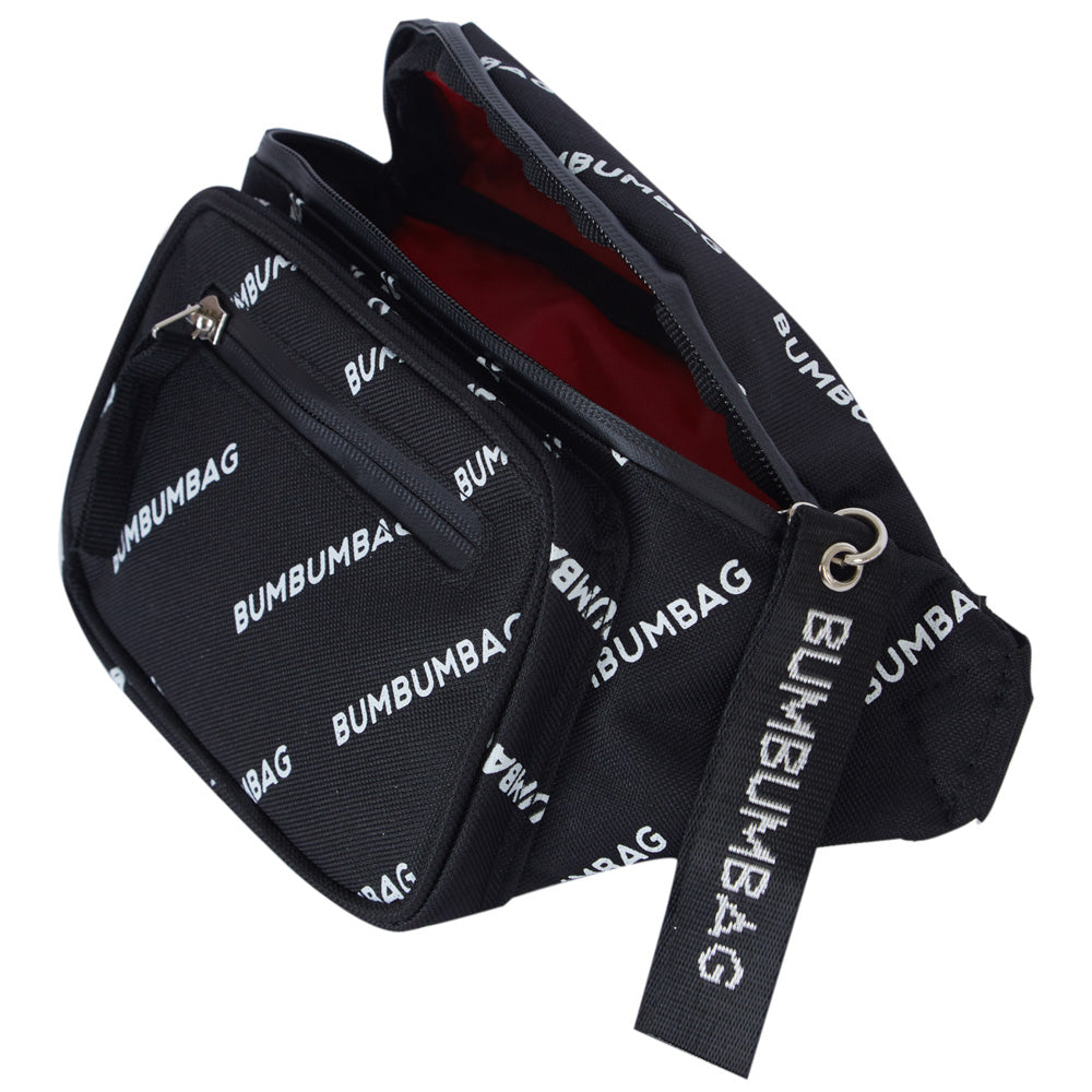 BumBumBag - Sac banane logomania double zips noir