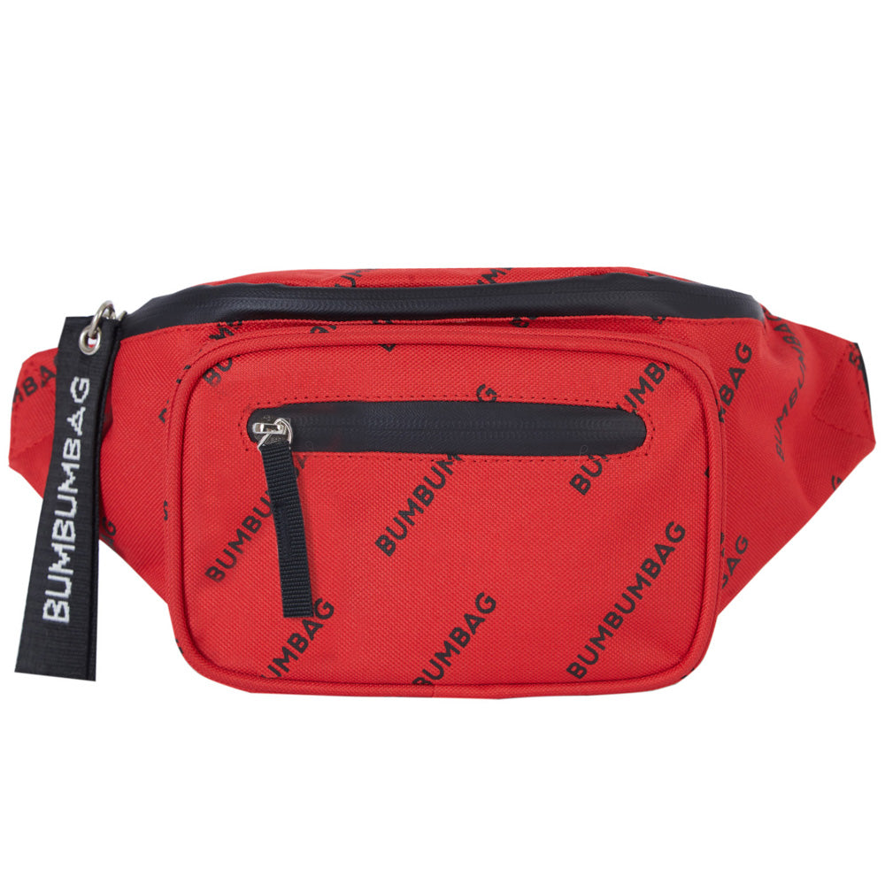 BumBumBag - Sac banane logomania double zips rouge