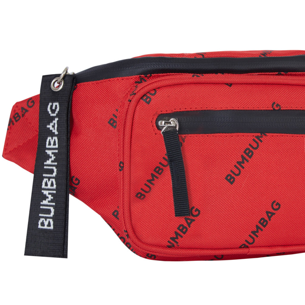BumBumBag - Sac banane logomania double zips rouge