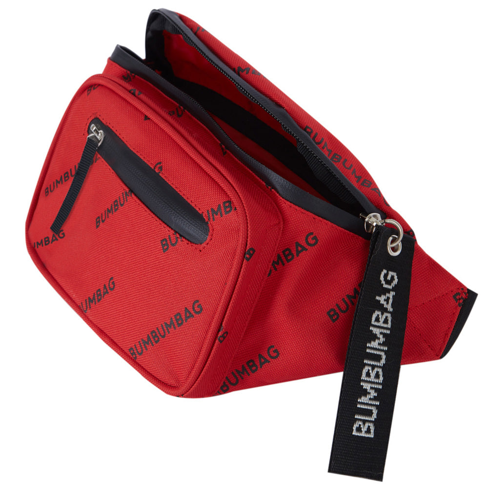 BumBumBag - Sac banane logomania double zips rouge