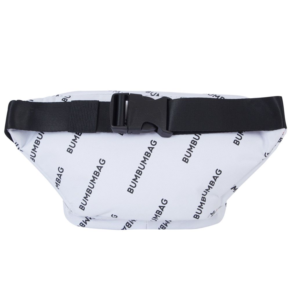 BumBumBag - Sac banane logomania double zips blanc