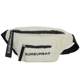 BumBumBag - Sac banane sherpa texte double zips beige