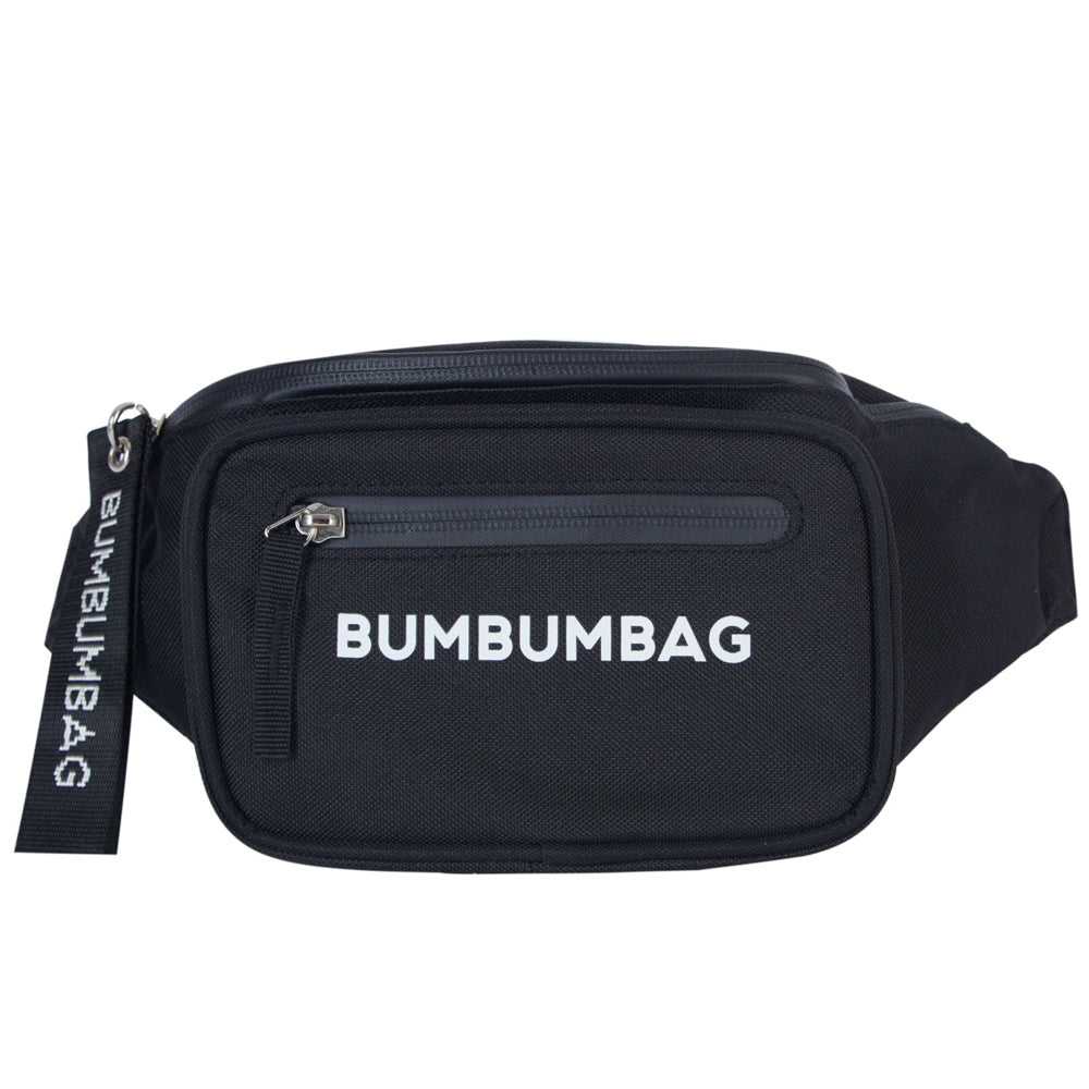 BumBumBag - Sac banane texte double zips noir
