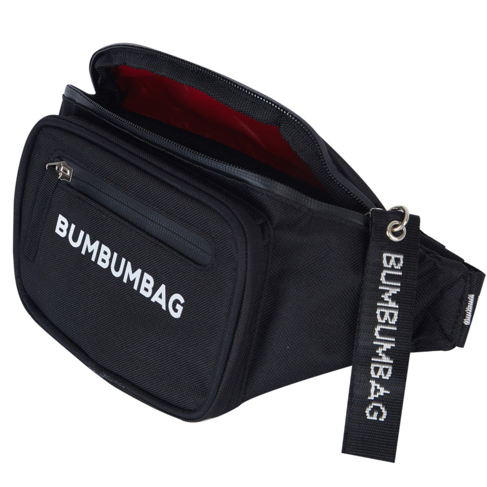 BumBumBag - Sac banane texte double zips noir