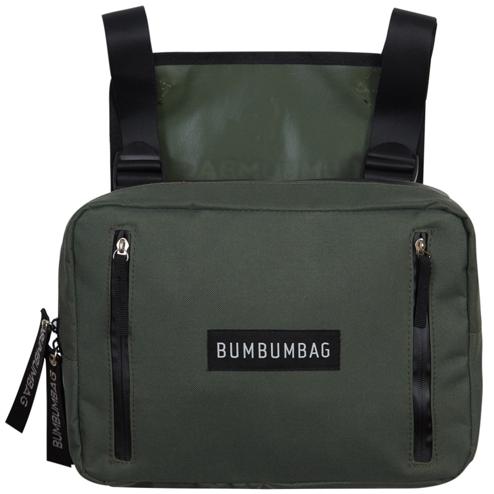 BumBumBag - Sac poitrine texte zips vert