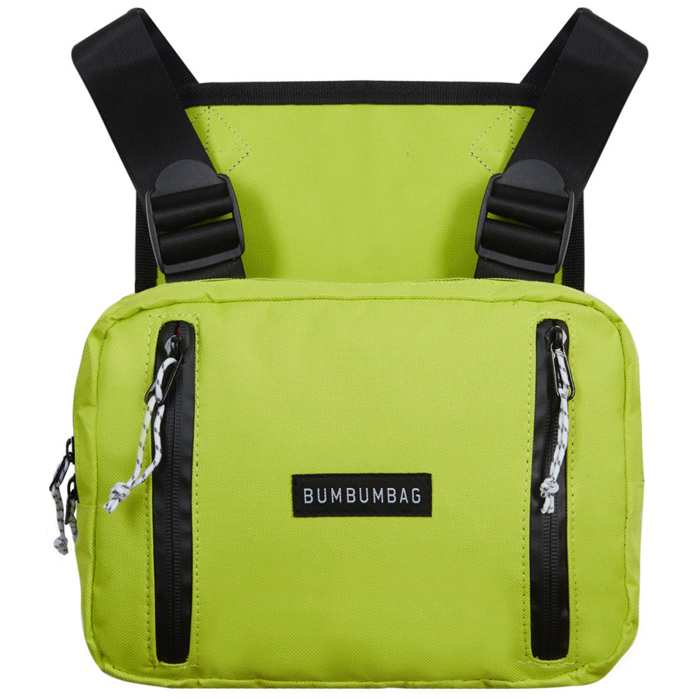 BumBumBag - Petit sac poitrine texte zips vert