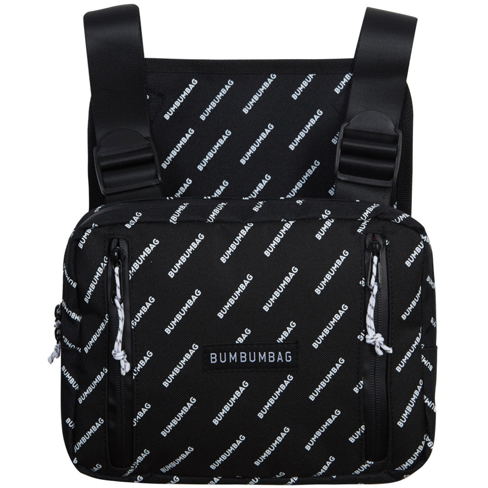 BumBumBag - Petit sac poitrine logomania zips noir