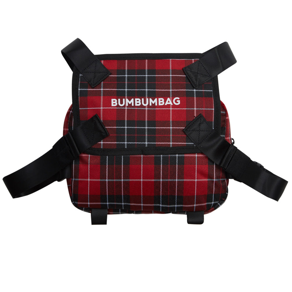 BumBumBag - Petit sac poitrine tartan zips rouge