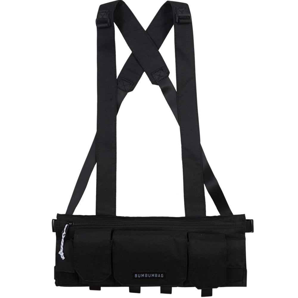 BumBumBag - Sac poitrine multipoches texte noir