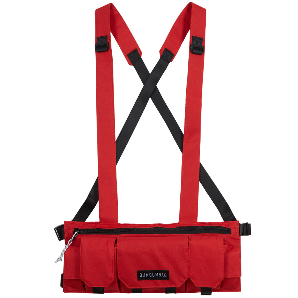 BumBumBag - Sac poitrine multipoches texte rouge