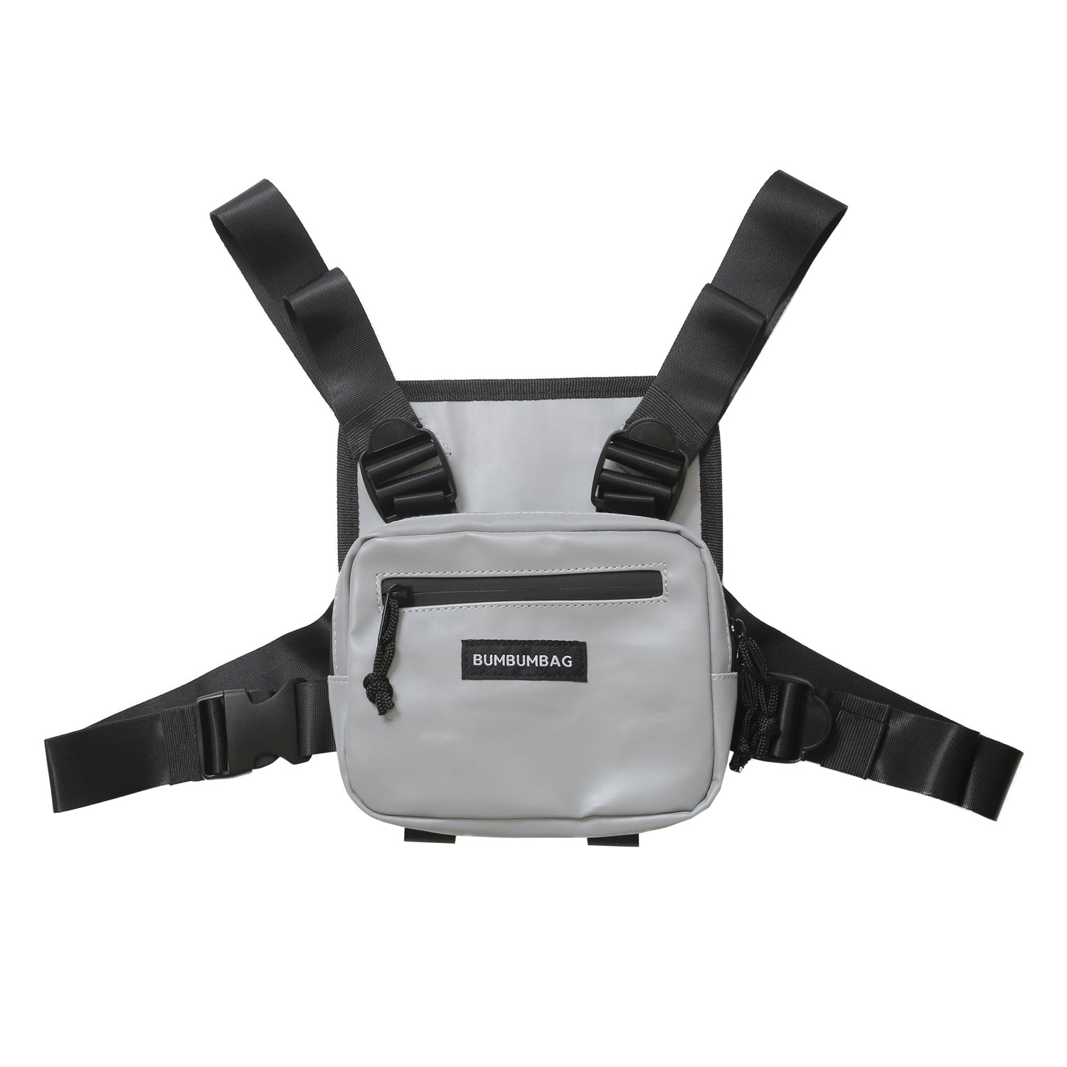 BumBumBag - Mini sac poitrine réfléchissant logo gris