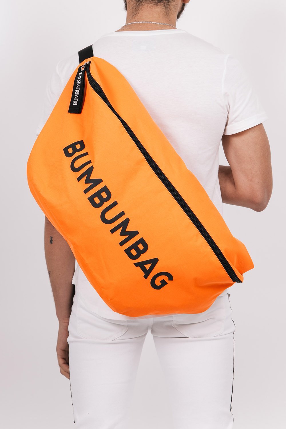 BumBumBag - Sac banane géante texte zip orange