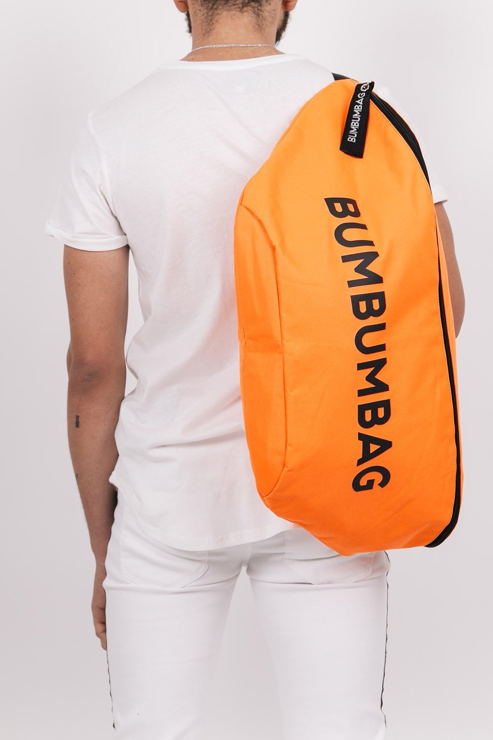 BumBumBag - Sac banane géante texte zip orange