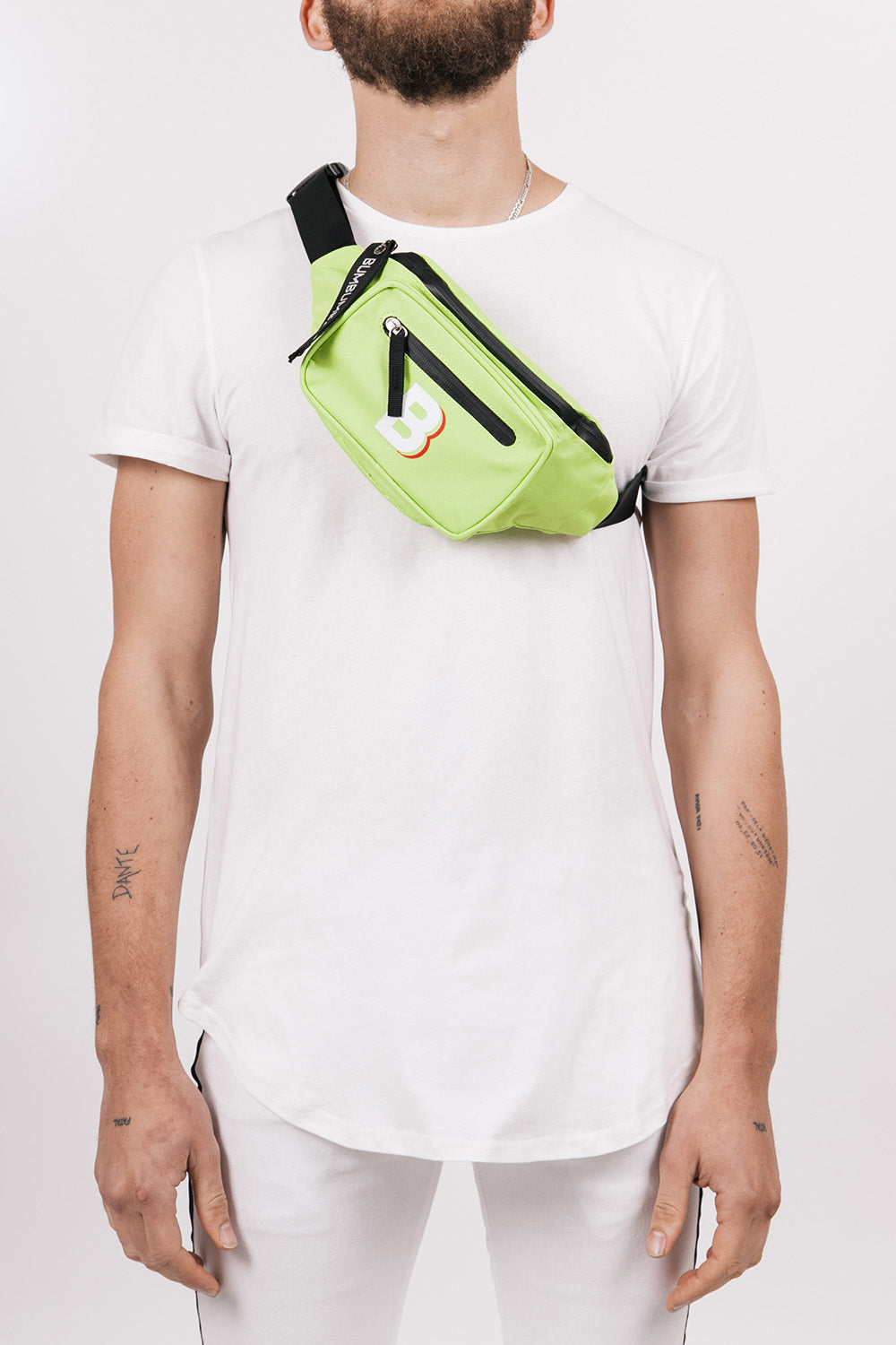 BumBumBag - Sac banane logo double zips vert fluo