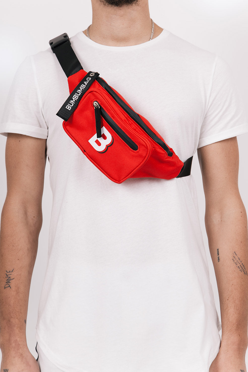 BumBumBag - Sac banane logo double zips rouge