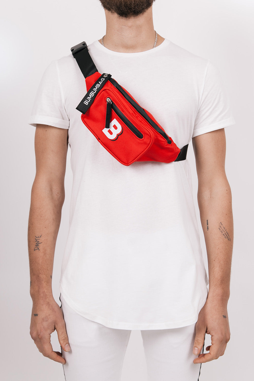 BumBumBag - Sac banane logo double zips rouge