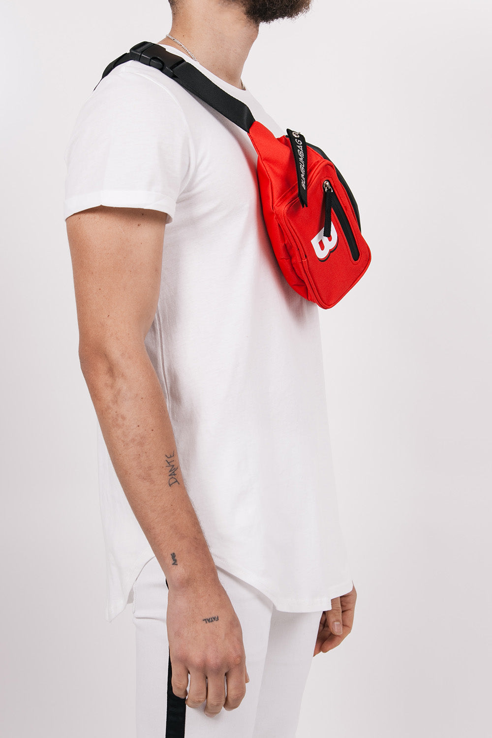 BumBumBag - Sac banane logo double zips rouge