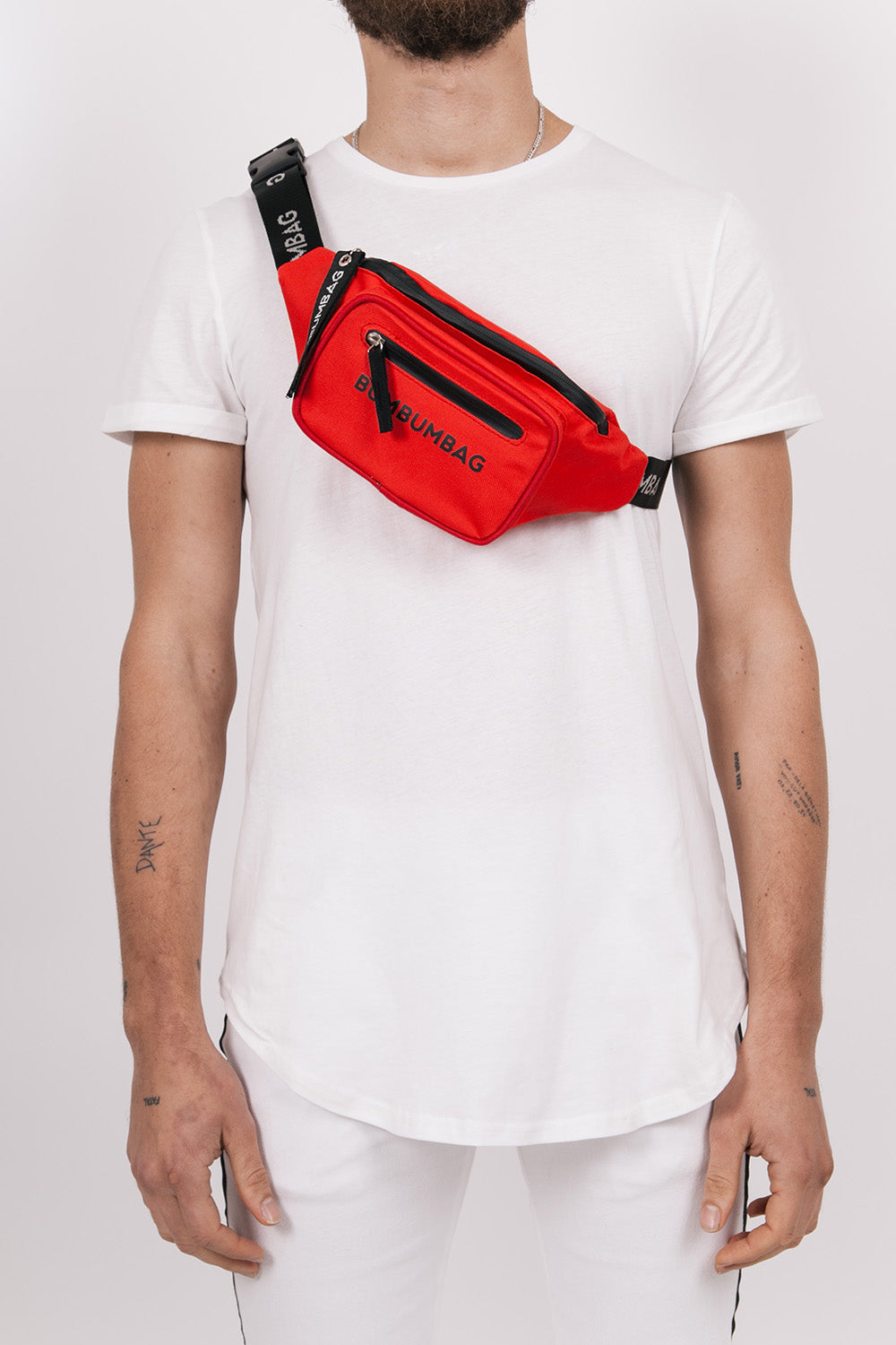 BumBumBag - Sac banane texte double zips rouge