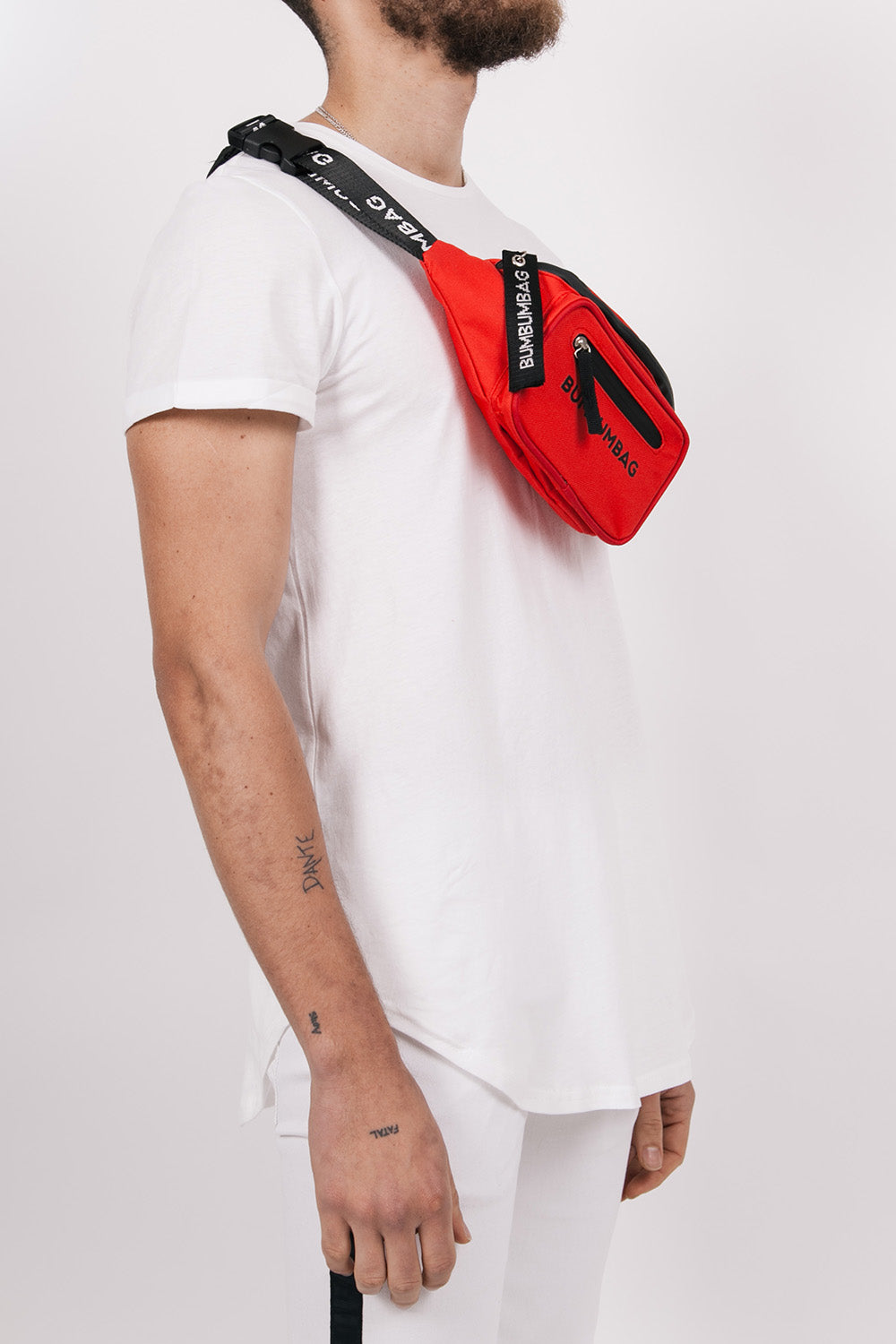 BumBumBag - Sac banane texte double zips rouge