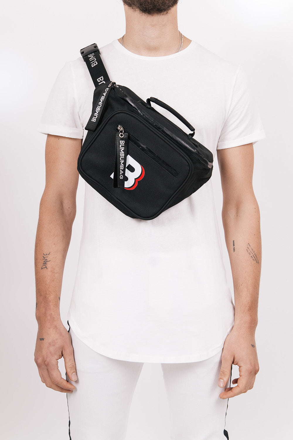 BumBumBag - Sac banane logo double zips XXL noir