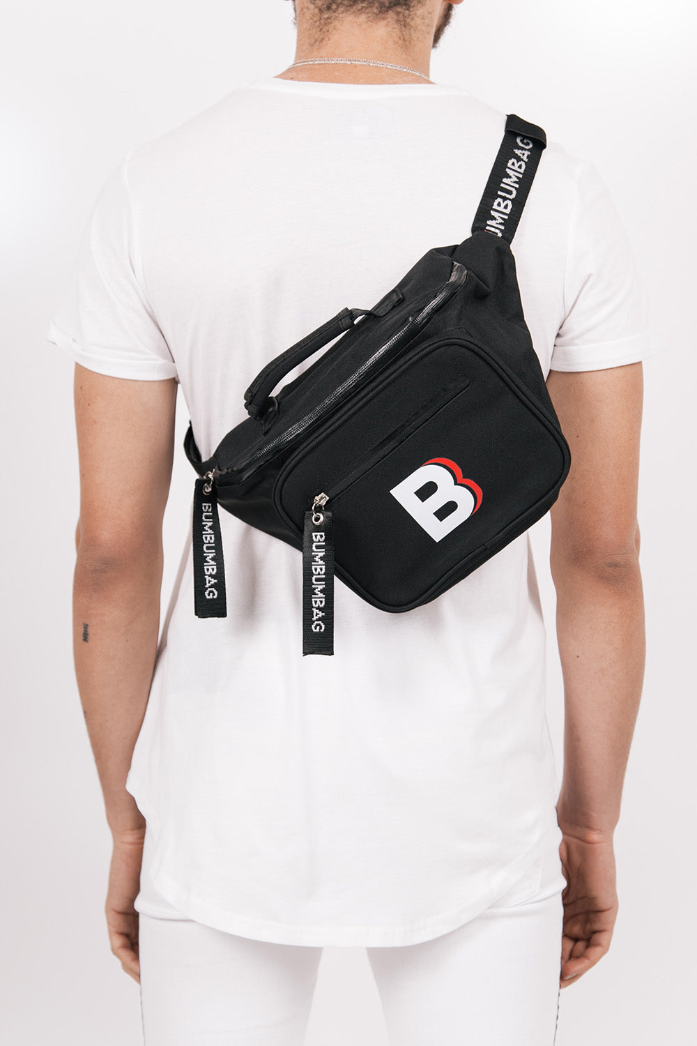 BumBumBag - Sac banane logo double zips XXL noir