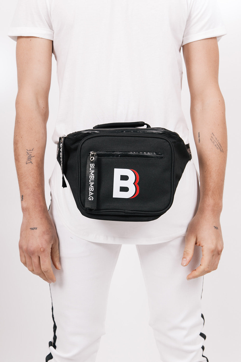 BumBumBag - Sac banane logo double zips XXL noir