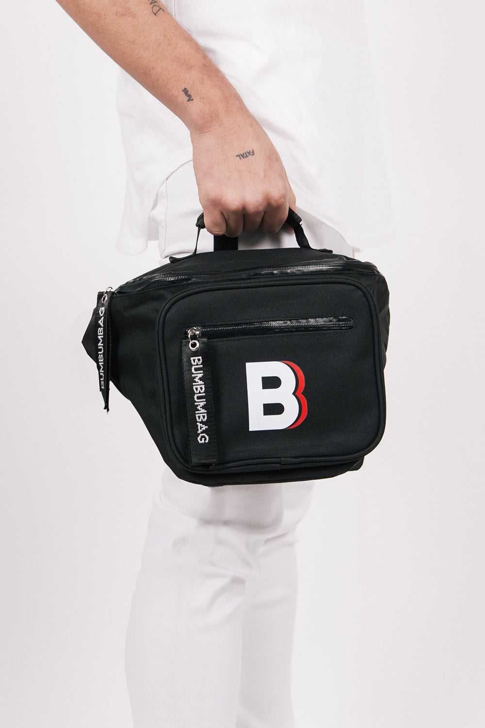 BumBumBag - Sac banane logo double zips XXL noir