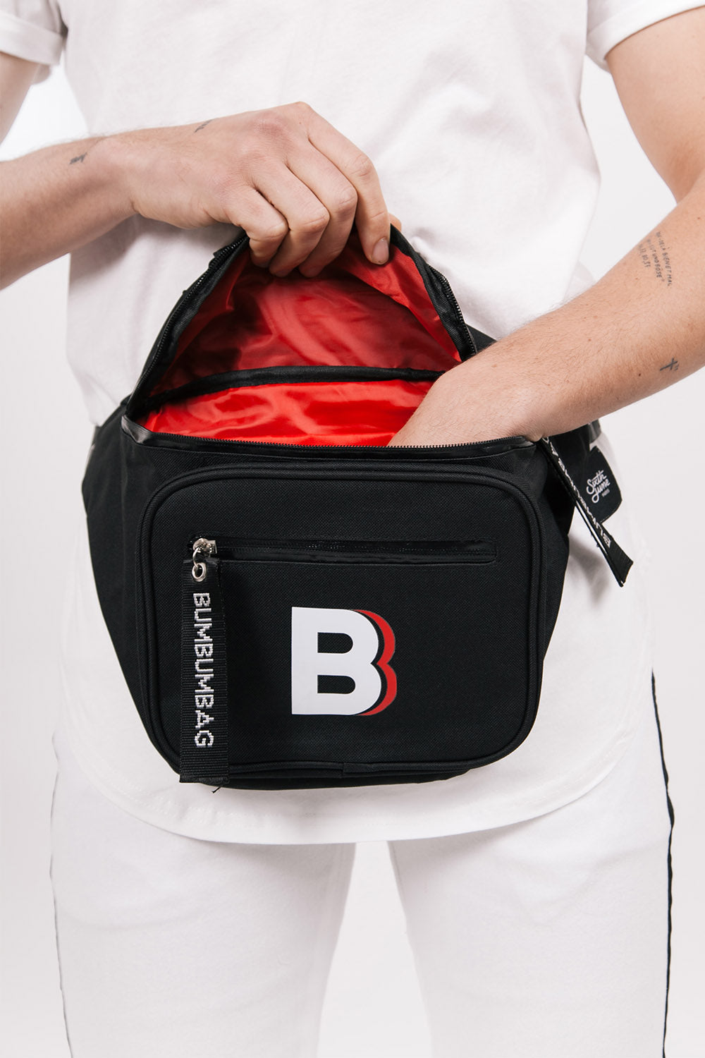 BumBumBag - Sac banane logo double zips XXL noir