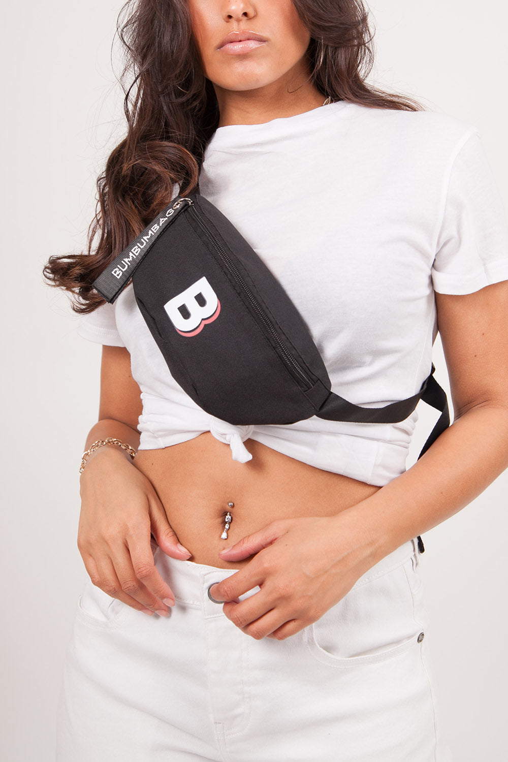 BumBumBag - Sac banane logo zip noir