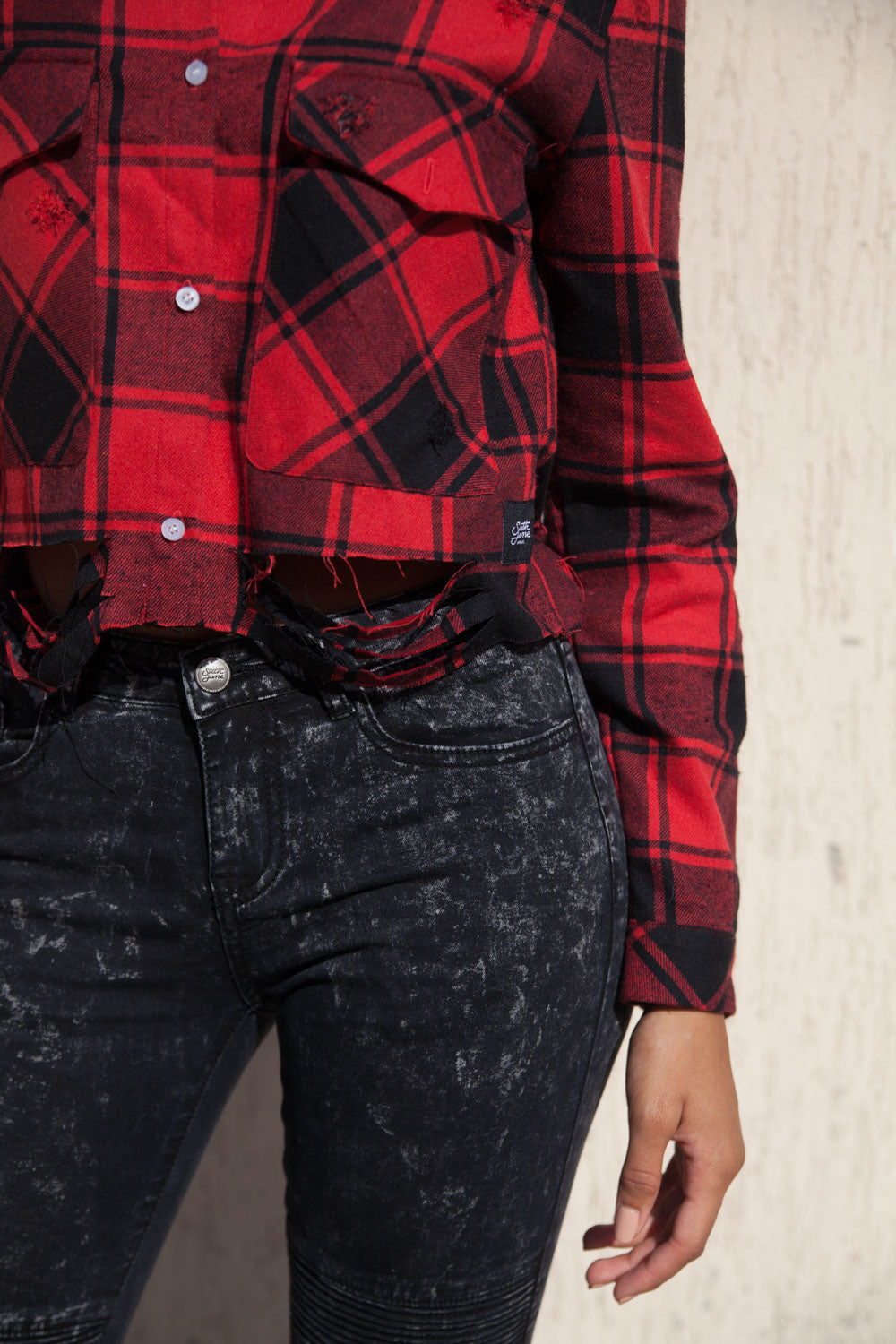 Sixth June - Chemise carreaux femme courte rouge W2320VSH