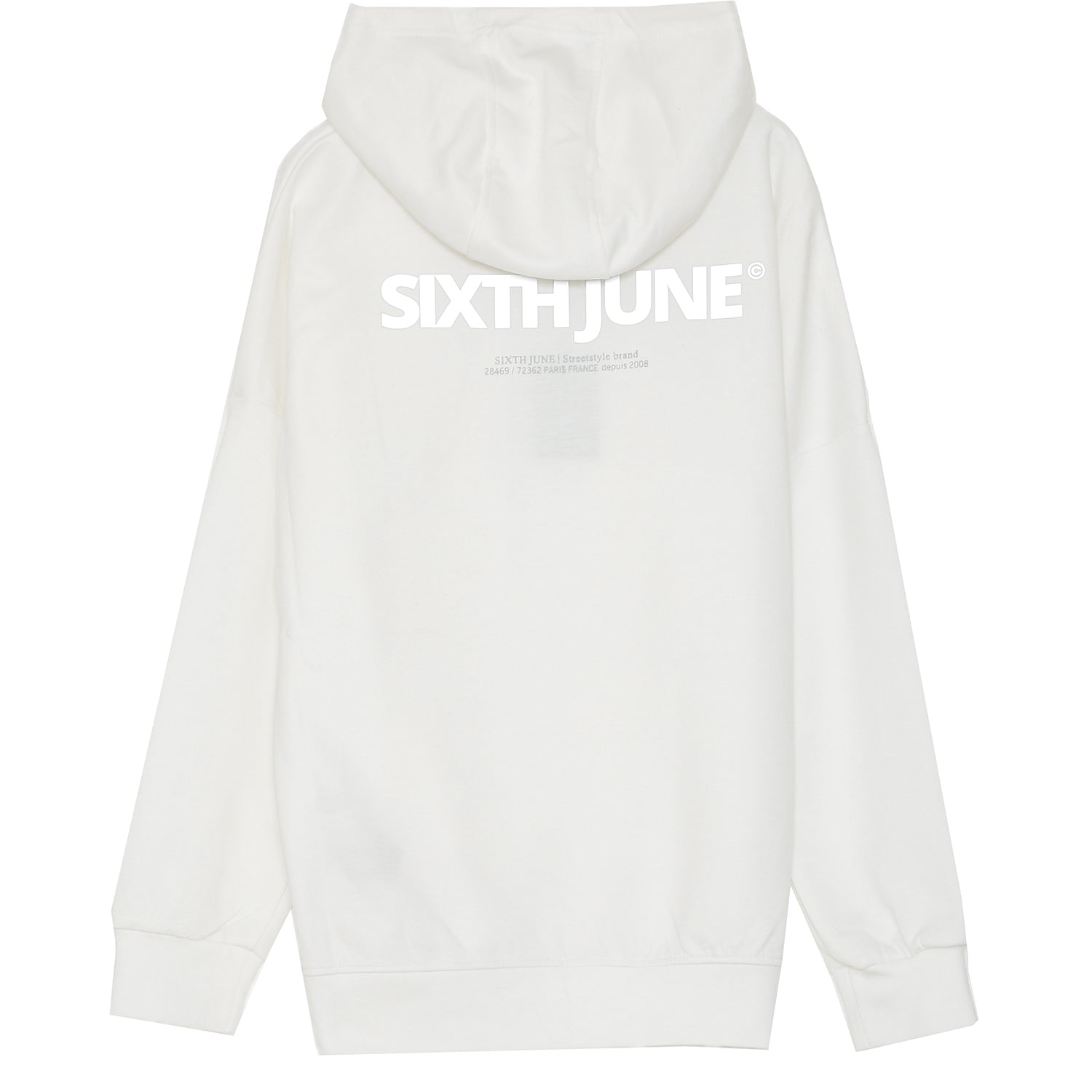 Sixth June - Sweat capuche poche réfléchissant blanc
