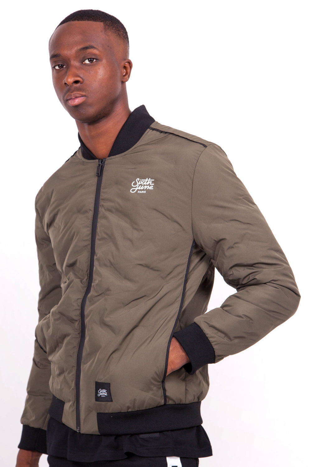 Sixth June - Bomber matelassé logo kaki