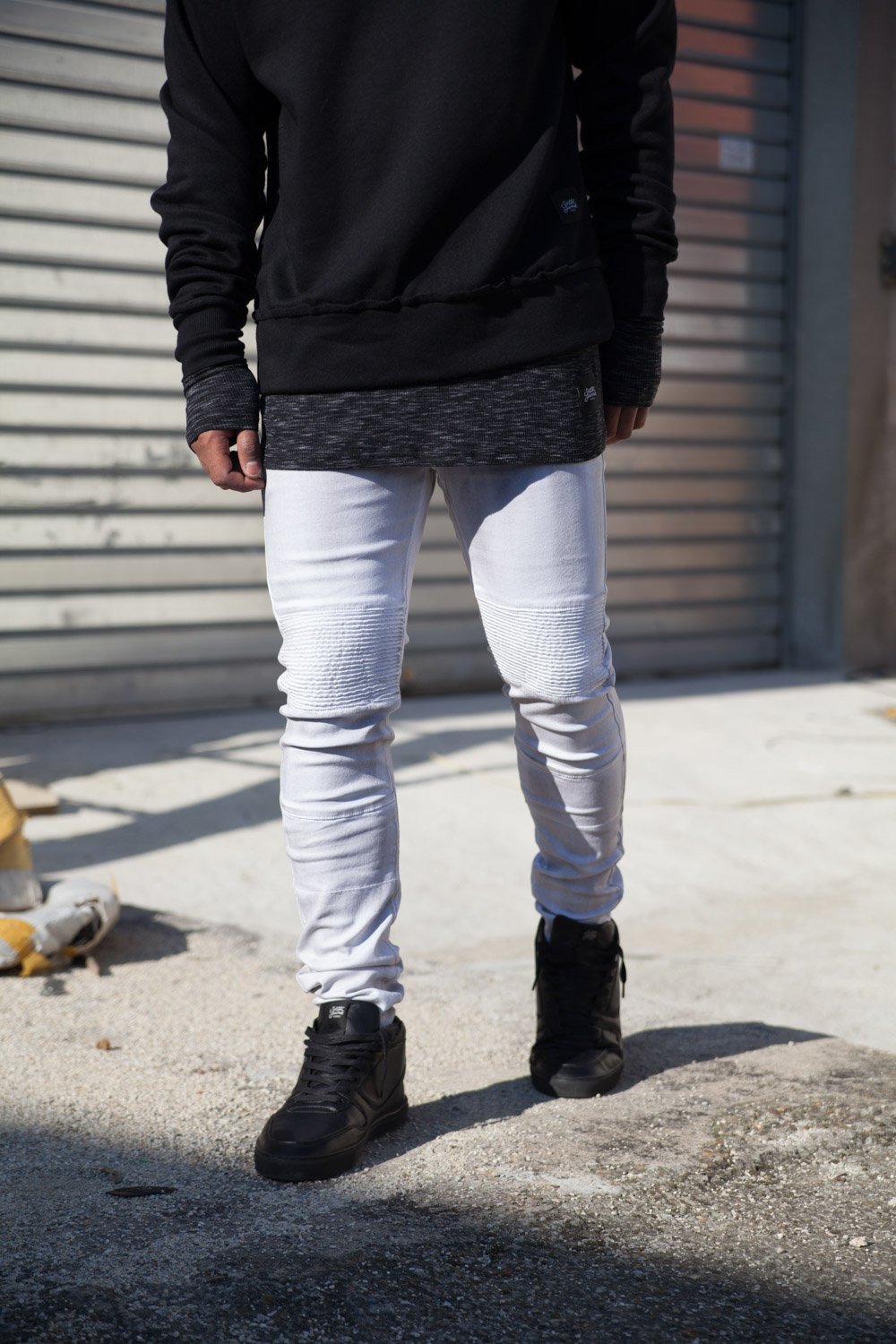 Jean biker délavé gris clair M2227HDE