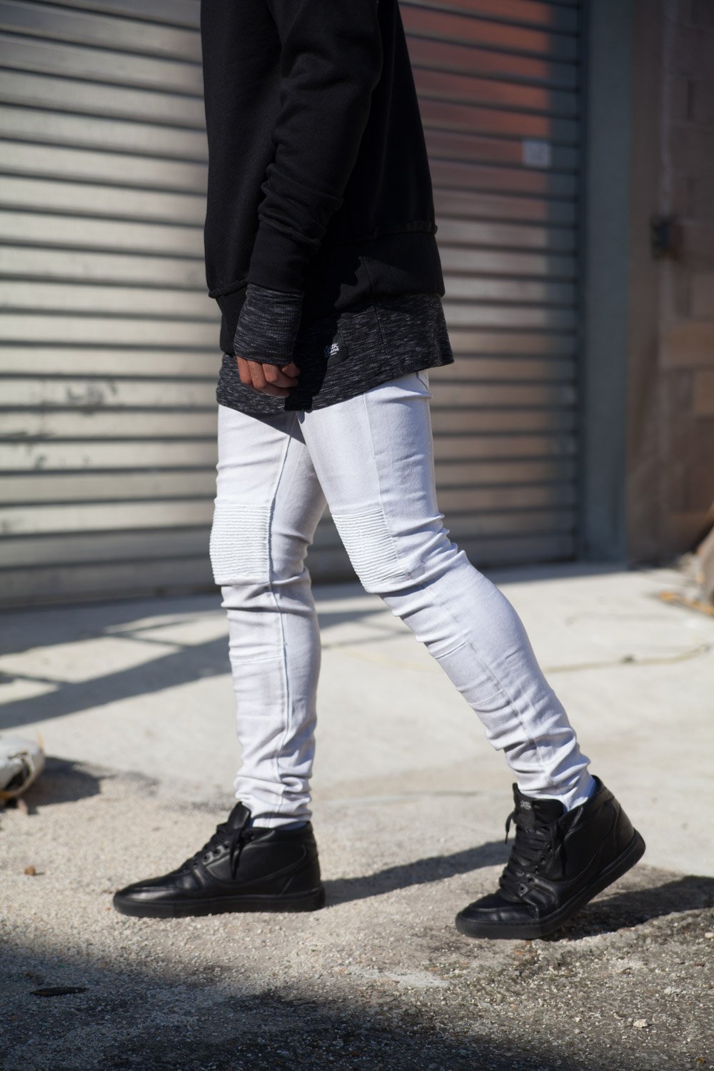 Jean biker délavé gris clair M2227HDE