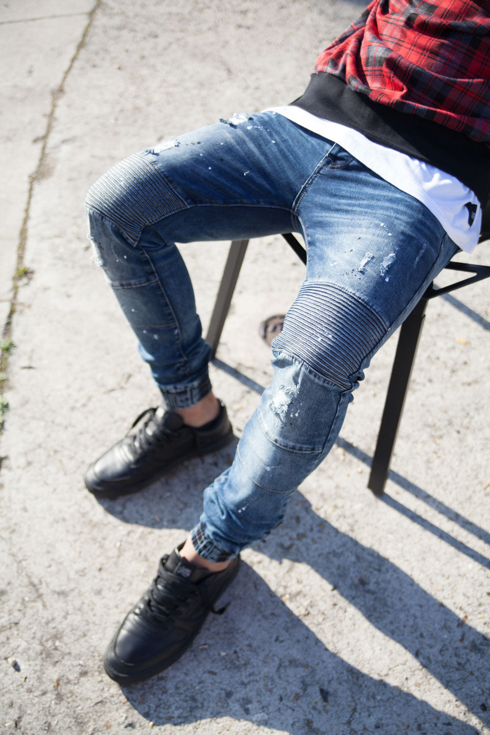 Sixth June - Jean biker tâches bleu M2258HDE