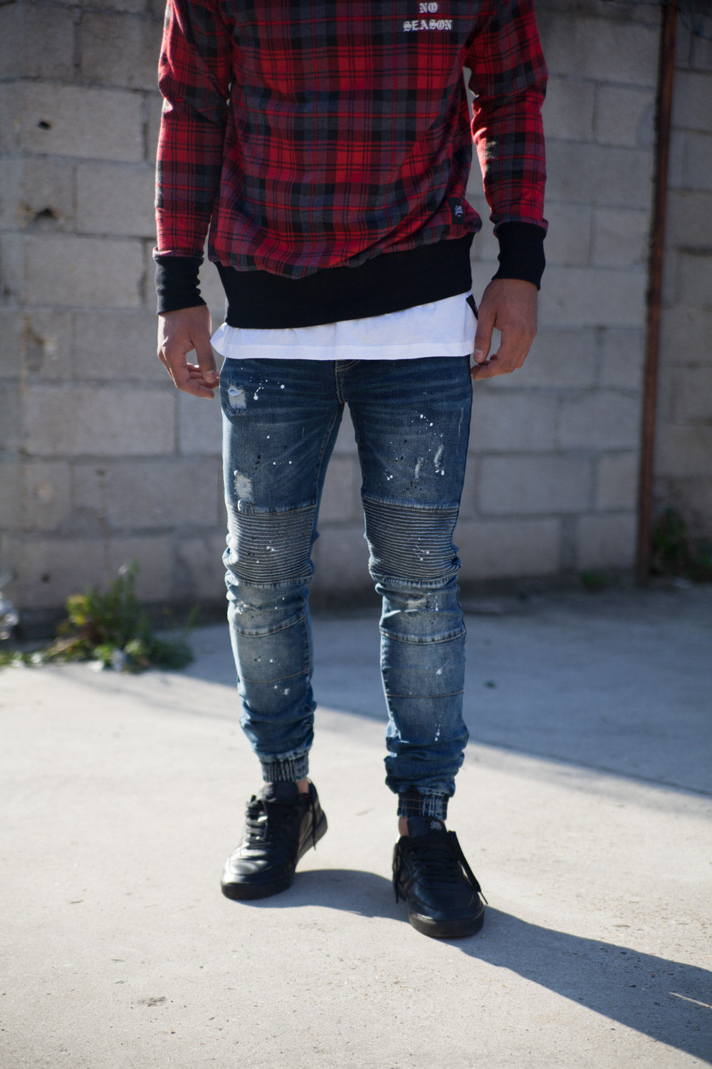 Sixth June - Jean biker tâches bleu M2258HDE