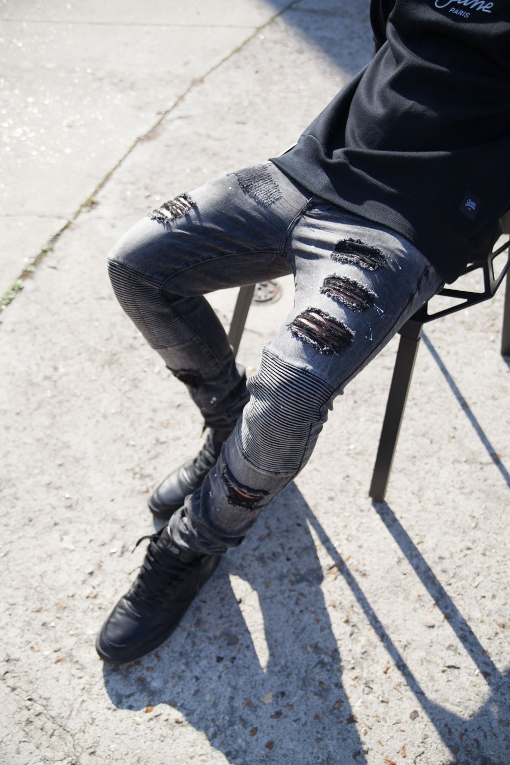 Jean Biker Speckled Dark Grey M2300Hde