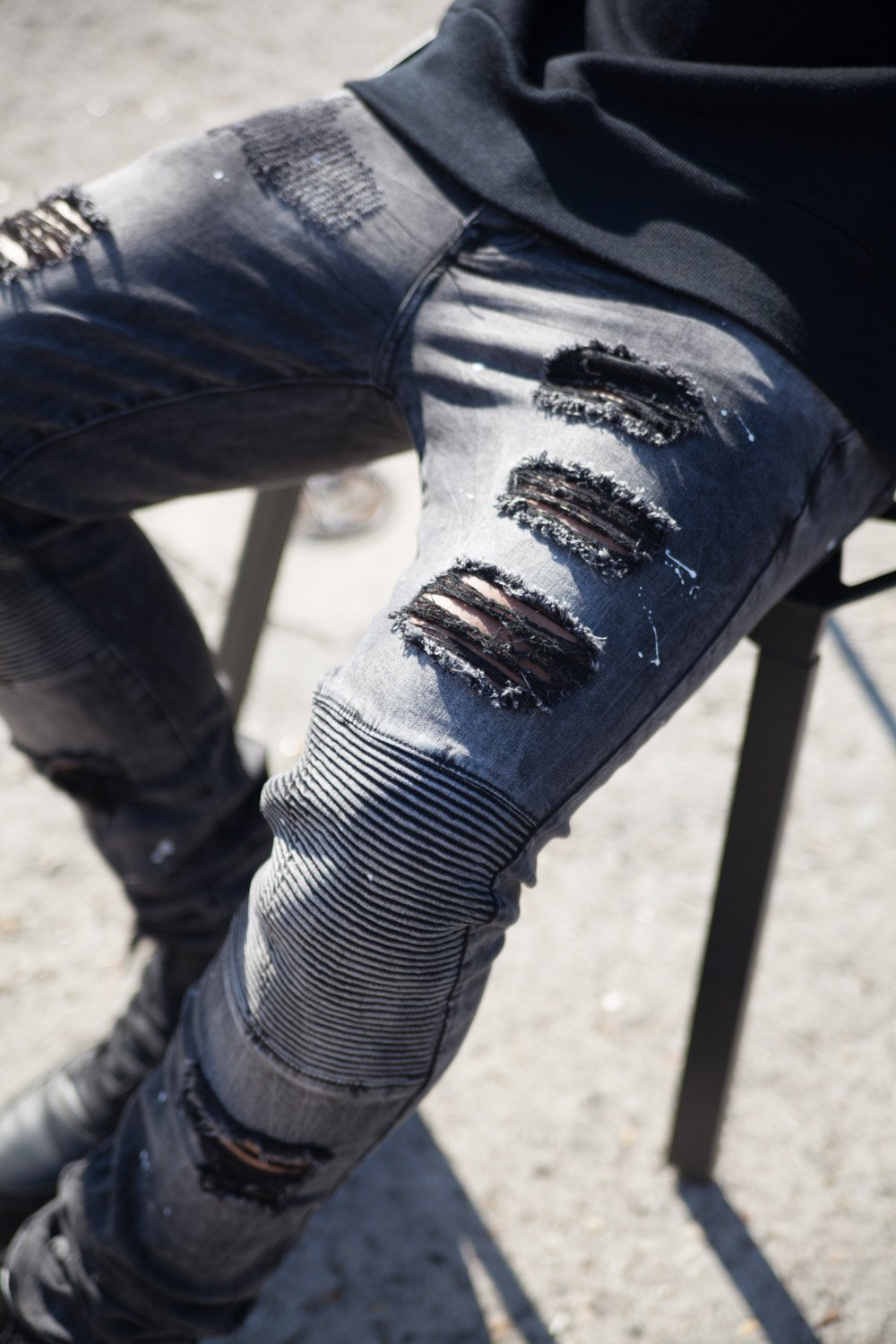 Jean Biker Speckled Dark Grey M2300Hde